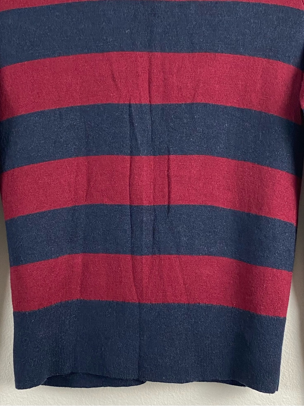 Abercrombie & Fitch Y2K Striped Bow Detail Long Sleeve Cardigan | Burgundy/Navy - Picture 6 of 16